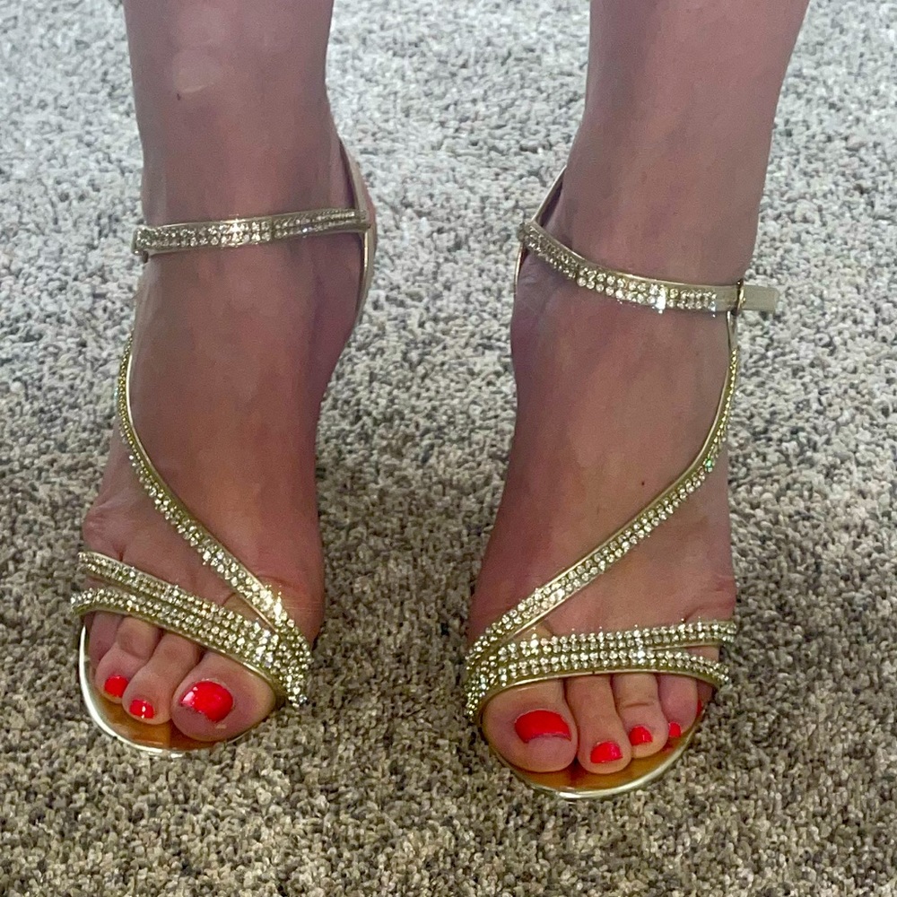 Call it Spring very sparkly gold sandals